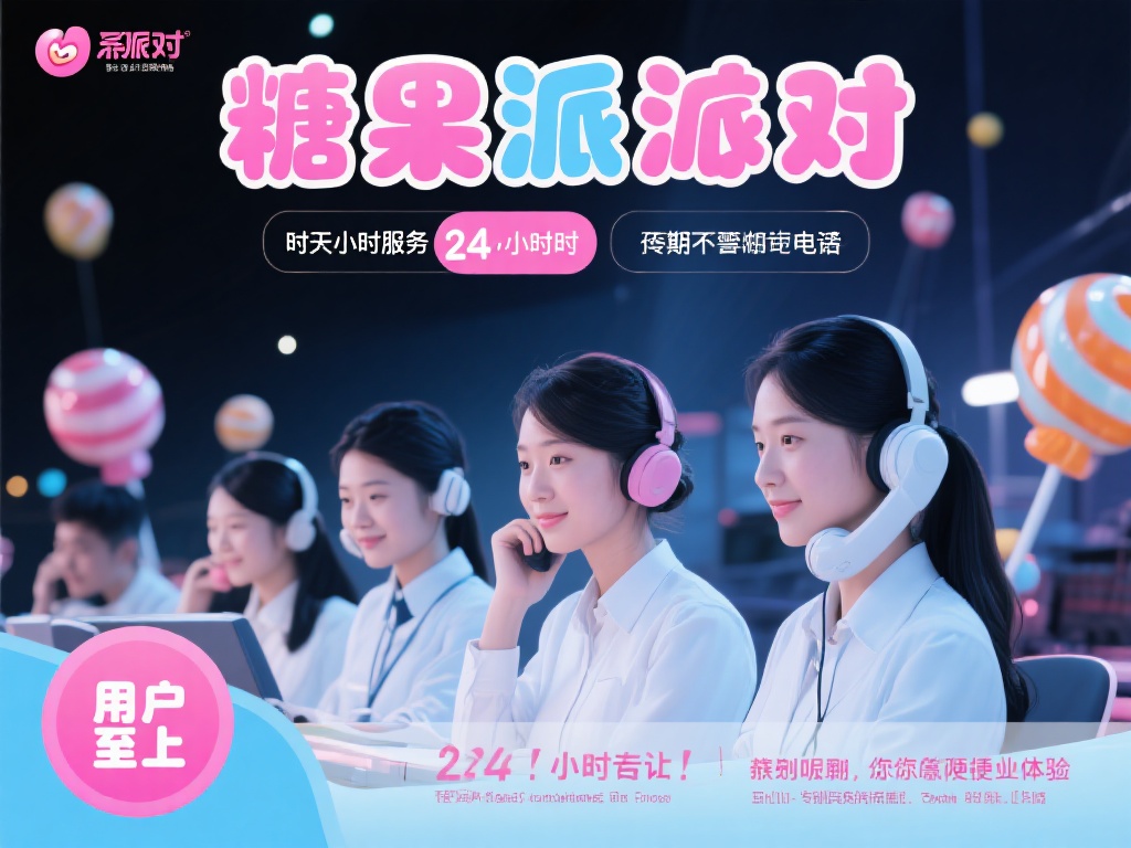 全天候服务，解答从不间断
糖果派对的客服团队始终