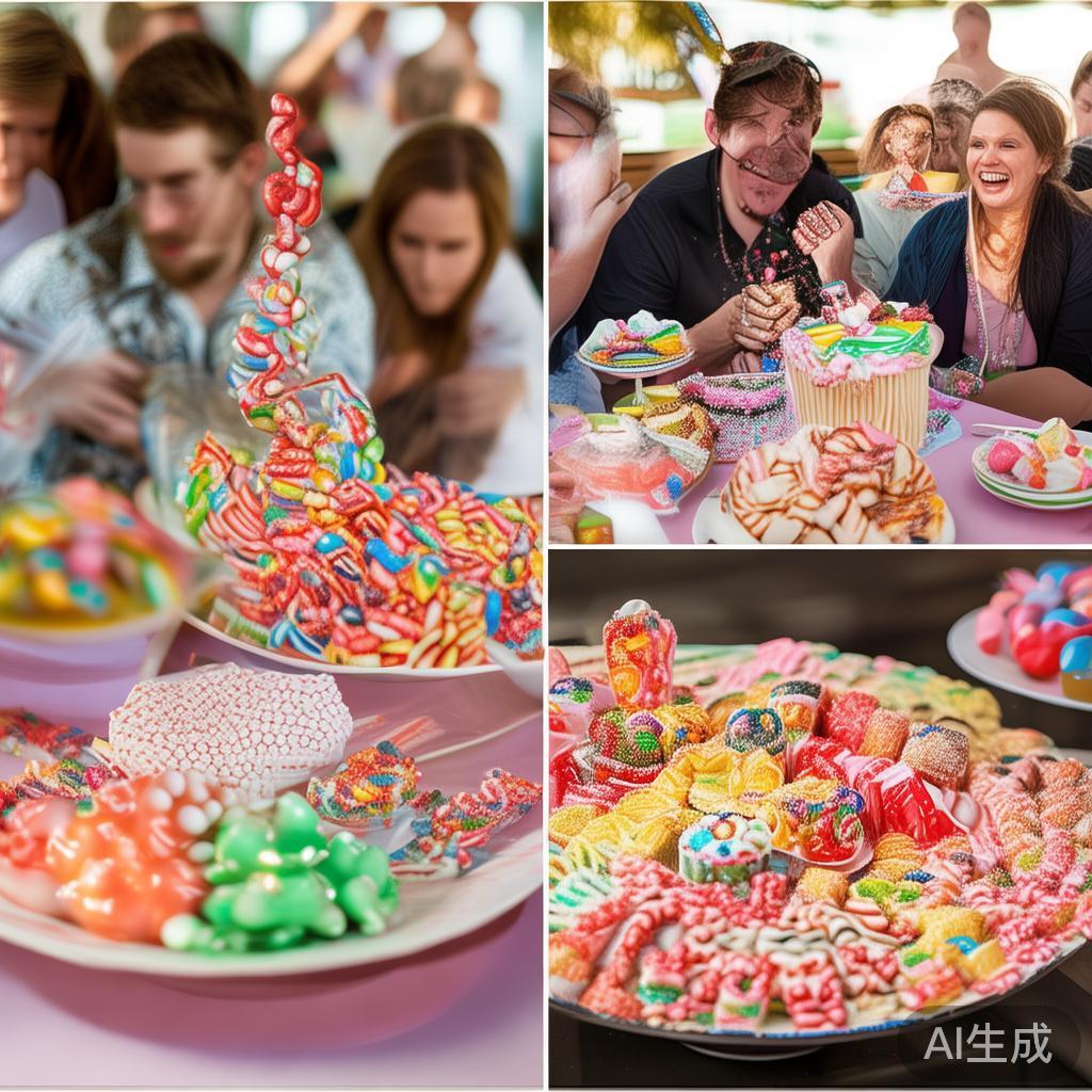 此外，可以设计一些互动环节，让来宾在品尝糖果的同时