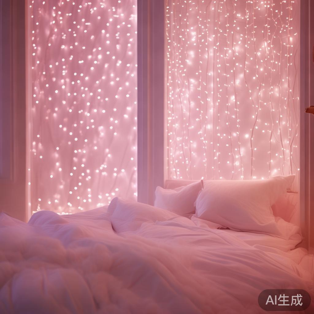 此外，使用灯光效果营造温馨氛围也是不可或缺的。如粉