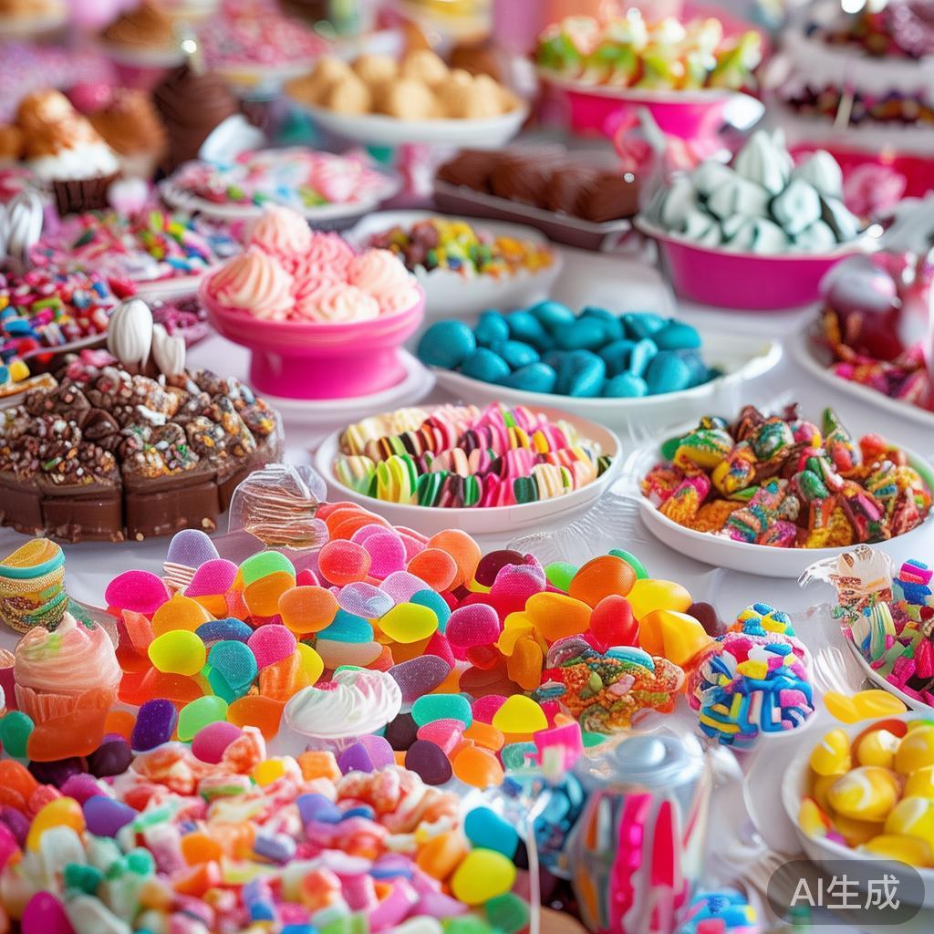 在任何一场糖果派对中，美食都是绝不可少的一部分。"